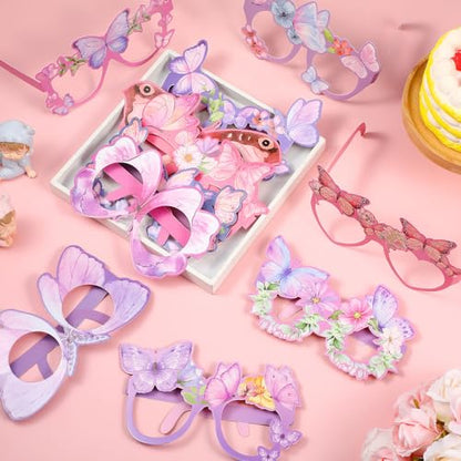 36 Pcs Butterfly Party Favors for Girls Kids, Paper Eyeglasses for Birthday Party Supplies, Spring Easter Decorations, Photo Booth Props, Bulk Goodie Bag Stuffers, Classroom School Rewards - style: Butterfly