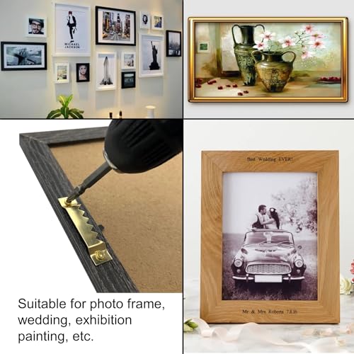 30 Pack Large Sawtooth Picture Hangers Steel Picture Hanging Picture Frames Hangers with Screws Picture Hang Solutions, for Hanging Artwork Picture Frame Hook Photos (Gold，Supports 50 lbs) - color: Large Gold - 30 Pack