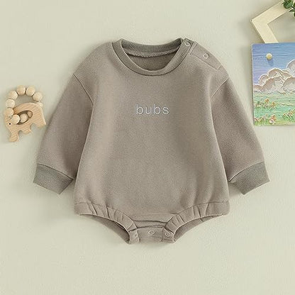 VISGOGO Newborn Infant Baby Boy Girls Oversized Romper Little Dude Sweater Onesie Coming Home Outfit Neutral Clothes - color: Bubs-gray, size: 6-12 Months