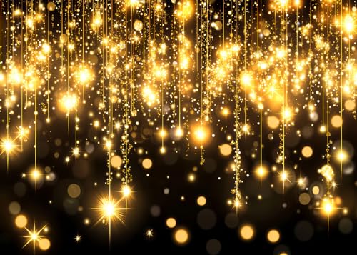 8x6ft Black and Gold Backdrop Gold Spots Backdrop Vinyl Photography Backdrop Vintage Background for Family Birthday Party Newborn Studio Props - size: 8 feet x 1.8 meters