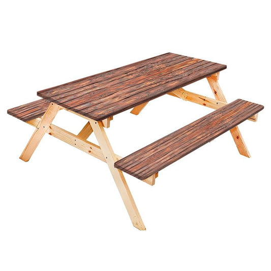 Old Hardwood Floor Texture Plank Print Picnic Table Cover with Bench Covers Outdoor Patio Camping Essentials Waterproof Camping Fitted Tablecloth Gift for Camping and Hiking Lovers - color: Wooden Texture06
