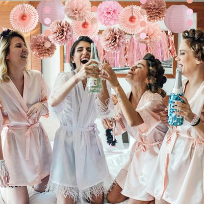 Pink Bachelorette Party Decorations Rose Gold Bride to Be Light Pink Rose Gold Bridal Shower Decorations Dusty Rose Pom Poms Peach Fans Lanterns with Tassel Garland Bride to Be Banner for Wedding
