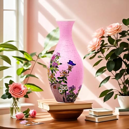 3D Puzzle Vase for Adults, 160-Piece Unique Curved Plastic Flower Vase,House Warming Gift for Flower Arrangements and Home Decor, for Mom (Chrysanthemum) - color: A-chrysanthemum
