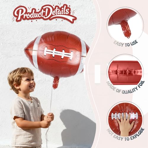 Biapian 26 Inch Football Balloons Set, Football Party Decorations, 6 Pcs Large Football Shaped Foil Balloon Helium for Boys Men Sport Event Themed Birthday Party Decorations Supplies - style: Football