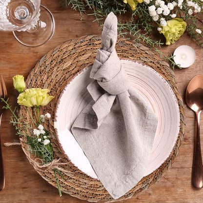 GENMOUS 10 Pack Woven Placemats, 12" Round Placemats Natural Water Hyacinth Boho Placemats,Farmhouse Rattan Chargers for Dinner Plates,Rustic Braided Wicker Table Mats for Dining Table,Home,Wedding - size: 12inch, Set of 10