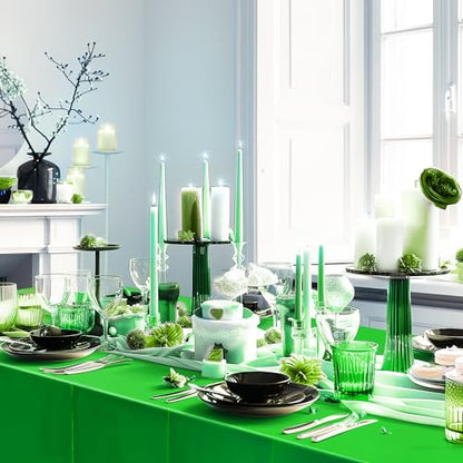 2pcs Green Foil Tablecloth 54*72 Inch Jungle Safari Wild One Birthday Party Table Cloths Plastic Disposable Waterproof Table Cover for Christmas Wedding Baby Shower Graduation Party Supplies - color: Green