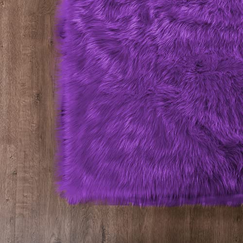 Goolela Fluffy Rug Runners 2x6 Purple Faux Sheepskin Fur Rug Washable Fuzzy Shag Rug for Living Room Bedroom Chair Couch Cover Rectangle - color: Purple, size: 2' x 6' (Rectangular)