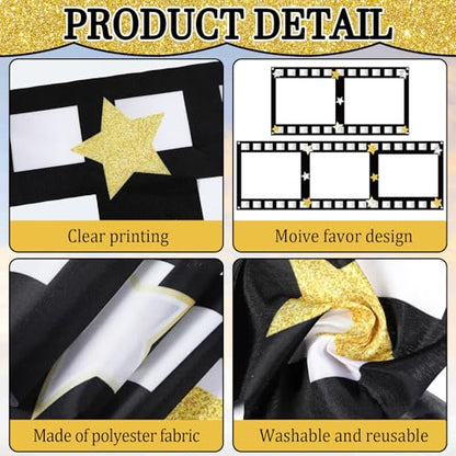 Large Fabric Movies Theme Photo Booth Props Film Themed Party Decoration Movie Theater Photo Frame Camera Action Party Backdrop Movie Theater Hanging for Film Favor Night Theme Birthday Supplies