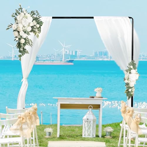 Balloon Arch Stand, 8.2FT Square Wedding Arch Frame, Metal Black Heavy Duty Backdrop Adjustable Stand, Extra 2 Clamps Change Over The Table Rod Stand for Baby Shower Party Decoration, Garden Trellis - color: Black