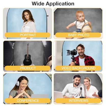 Kate 5x6.5ft(1.5x2m) Collapsible Backdrop Blue Pop up Backgrounds Grey Backdrops Collapsable Photography Photoshoot Prop
