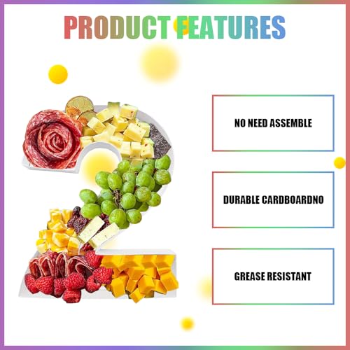 Charcuterie Cardboard Number Fillable Shaped Treat Decorative Box Anniversary Birthday Table Centerpiece (2 Style, 9inch) - size: 9inch, style: 2 Style
