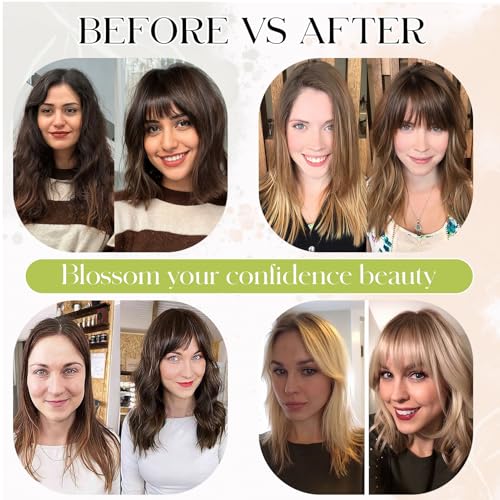 Bangs Hair Clip in Bangs, French Dark Black Fake Bangs Hair Clip on Bangs for Women Fringe with Temples Hairpieces Faux Bangs for Daily Wear - color: Dark Black