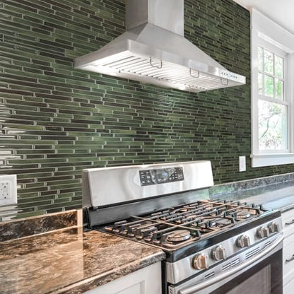 Art3d 10-Sheet Peel and Stick Backsplash Tile for Kitchen - 12”×12” Stick on Wall Tile for Kitchen Bathroom Countertop Living Room, Green - color: Green
