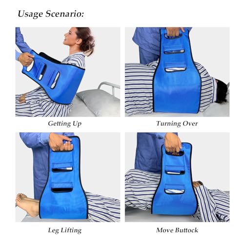 Transfer Belt Transfer Sling - Padded Gait Belt - Heavy Duty Patient Lift, Mobility Standing and Lifting Aid for Disabled, Elderly, Injured - Safely Move from Bed and Wheelchair (Blue) - color: Blue 2
