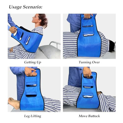 Transfer Belt Transfer Sling - Padded Gait Belt - Heavy Duty Patient Lift, Mobility Standing and Lifting Aid for Disabled, Elderly, Injured - Safely Move from Bed and Wheelchair (Blue) - color: Blue 2