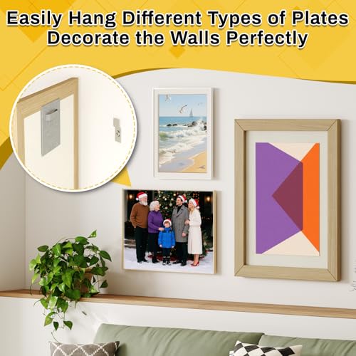 6 Pack Self Adhesive Hangers with Strong Nano Tapes, 3.15" x 3.15" Adhesive Picture Hanger, Mirror Hanging Kit, Plate Hangers for Mirrors, Photo Frames, Paintings, Decorative Plates