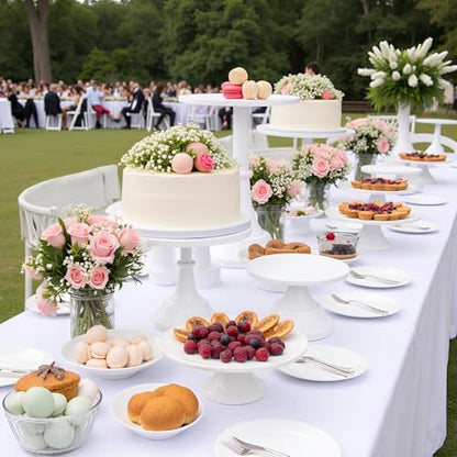 HBlife 3-PCS White Cake Stand Set (8"/10"/12" Plate) for 6-10 Inch Cakes, Perfect Dessert Table Display Set, Cupcake&Cake Stands for Party, Wedding, Birthday, Baby Shower, Anniversary (Metal) - color: White