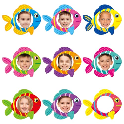 36 Pcs Summer Fish Cutouts Fish Sea Animal Cutouts with Photo Space for Bulletin Board DIY Craft Summer Ocean Birthday Party Classroom Decoration - color: Fish