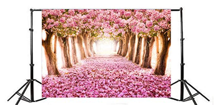 AOFOTO 6x4ft Spring Cherry Blossom Backdrop Sweet Pink Flowers Tree Floral Petal Boulevard Photography Background Baby Shower Photo Studio Props Kid Baby Infant Newborn Artistic Portrait Wallpaper - size: 6x4ft
