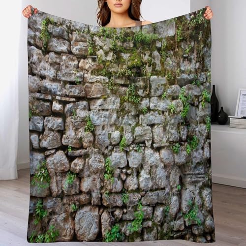 Vintage Brick Throw Blanket Stone Wall Backdrop Ancient Rock Wall Textured Background Blanket for Sofa Bed Couch Chair Or Dorm 30"x40" - color: Style-15, size: 30"x40"