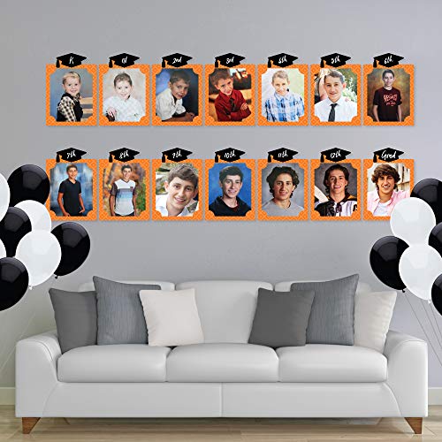 Big Dot of Happiness Orange Grad K-12 School Photo Display Frame - 8x10 inch Graduation Memory Wall, Professional Photo Holder Set, DIY Graduation Party Decorations, Picture Display Board - color: Orange Grad - Picturific Display