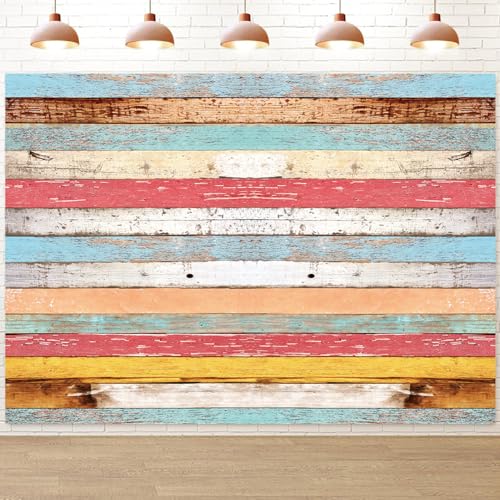 Colorful Wood Photography Backdrop 10x8FT Easter Pastel Rustic Wooden Background Boy Girl Birthday Party Decorations Portrait Photoshoot Studio Props - size: 10x8FT