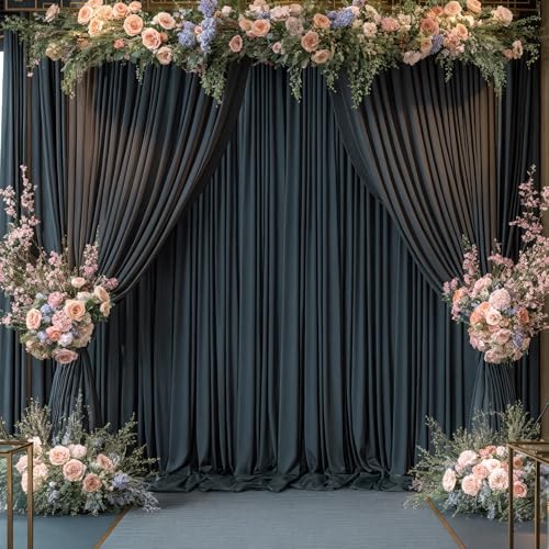 10ft x 10ft Black Backdrop Curtains Panels for Parties Birthday Party Wrinkle Free Fabric Backdrop Drapes Decorations Cloth for Weddings Photography Photoshoot Background Curtain - color: Black, size: W5' x H10'(2 panels)