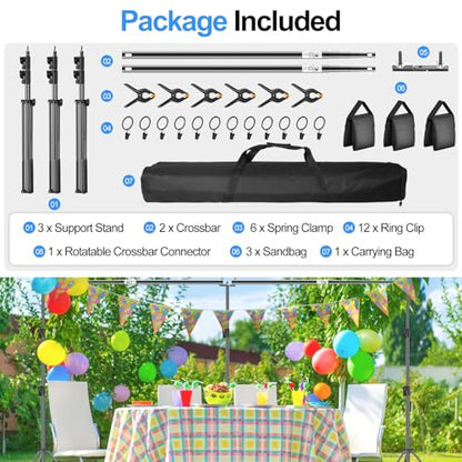 FUDESY 10x20ft Backdrop Stand Heavy Duty Adjustable Photography Background Support System with Angle Rotatable Connector, Spring Clamps, Sandbags, Ring Clips, Carry Bag for Photo Video Studio, Wedding - size: 10x20ft
