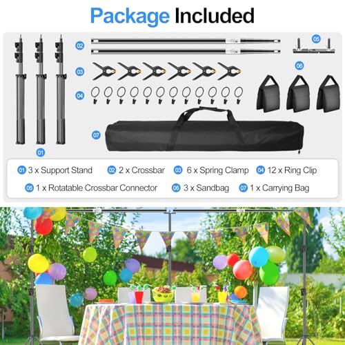 FUDESY 10x20ft Backdrop Stand Heavy Duty Adjustable Photography Background Support System with Angle Rotatable Connector, Spring Clamps, Sandbags, Ring Clips, Carry Bag for Photo Video Studio, Wedding