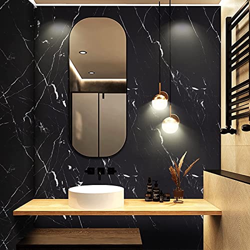 practicalWs 11.8"×78.7" Black Marble Contact Paper Matte Peel and Stick Kitchen Countertops Paper Black and White Self Adhesive Removable Waterproof Wallpaper for Cabinet Covers - color: Black/White, size: 11.8" x 78.7"