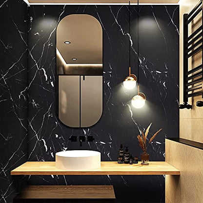 practicalWs 11.8"×78.7" Black Marble Contact Paper Matte Peel and Stick Kitchen Countertops Paper Black and White Self Adhesive Removable Waterproof Wallpaper for Cabinet Covers - color: Black/White, size: 11.8" x 78.7"