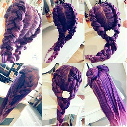 Mannequin Head with Hair, Beauty Star Doll Head for Styling, 29" Long Syntheic Hair Cosmetology Hairdressing Training Practice Manikin Head with Clamp Stand and Braiding Kit for Girls - color: Pink & Purple