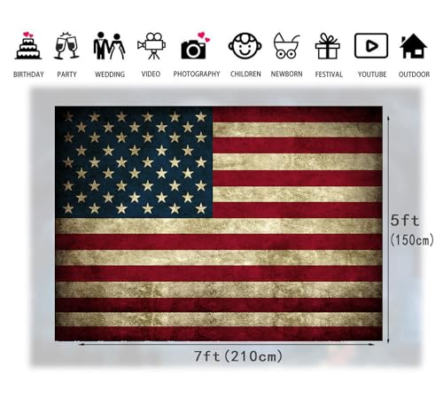 7x5ft Patriotic Backdrop 4th of July Independence Day Balloons Veterans Background Festival American Flags Freedom Memorial National Presidents Day Party Decor Supplies Photobooth Props 271