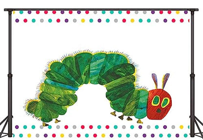 Caterpillar Theme Party Backdrop for Photography 5x3FT Rainbow Color Insect Cartoon Kids Boy Girl Cake Table Banner Background Photo Booth Studio Props RBJMYLU216 - size: polyester microfiber fabric-5x3ft