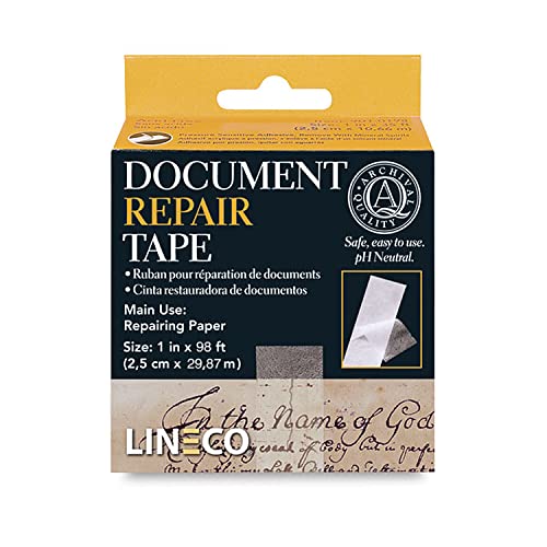 Lineco, Archival Document Repair Tape, 1 Inch x 98 Feet, Acid-Free Translucent, for Repair Paper Document, Book, Ephemera, Photos Print Artwork. - size: Set of 1