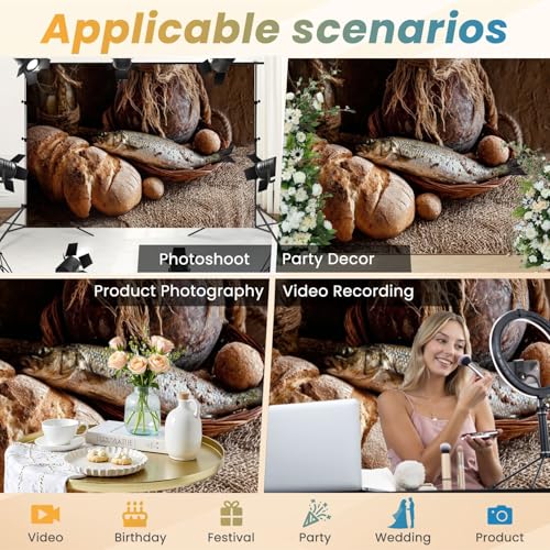 5x7ft Photography Backdrop Bread Fresh Fish loafs Pictures Photo Backdrop Photography Background for Photoshoot Portrait Video Party Photo Studio Prop Booth - color: Color9