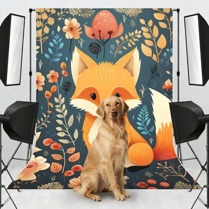 Cute Floral Animal Backdrop Background for Photography 5x7ft Photobooth Professional Photo Backdrop Curtains Video Photography Studio Photo Backgrounds Banner Booth Background Screen Parties - color: Cute Floral Animal