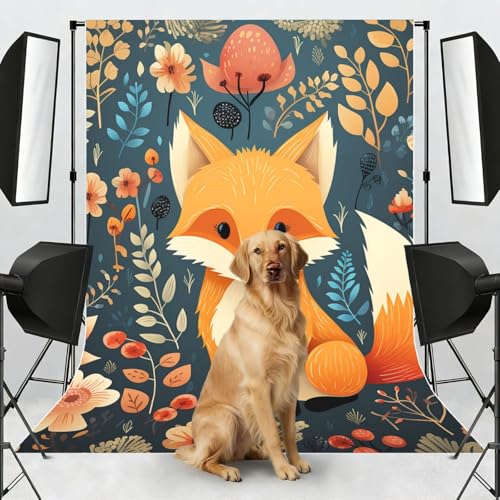 Cute Floral Animal Backdrop Background for Photography 5x7ft Photobooth Professional Photo Backdrop Curtains Video Photography Studio Photo Backgrounds Banner Booth Background Screen Parties - color: Cute Floral Animal