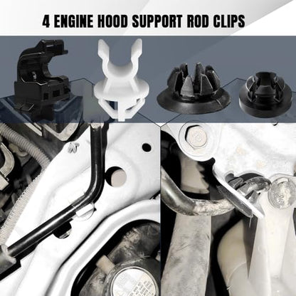 4PCS Hood Prop Rod Clip, Engine Hood Support Rod Holder Clips, 91503-SS0-003 90601S84A01 Car Hood Insulation Retainer Clips, Hood Rod Grommet Clips Compatible with Honda Accord Odyssey