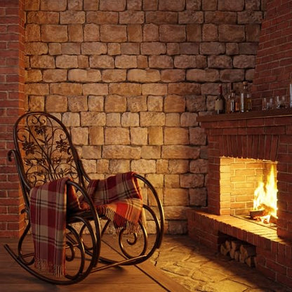 Tegeme 100 ft x 54 Inch Rustic Brick Stone Wall Backdrop Roll Ancient Plastic Brick Wall Tablecloth Wallpaper Scene Setter Photography Backdrop for Medieval Party Decor - size: 100 ft, style: Rustic Brick