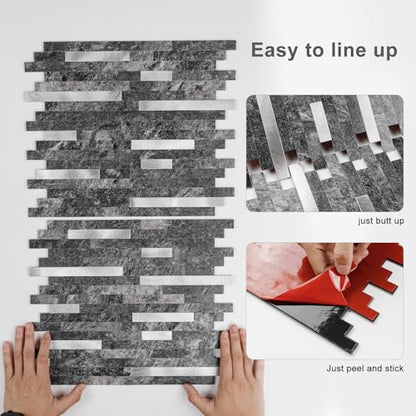 Peel and Stick Backsplash, 10-Sheet Peel and Stick Tiles PVC Wall Tile Stick on Backsplash for Kitchen - color: Dark Slate