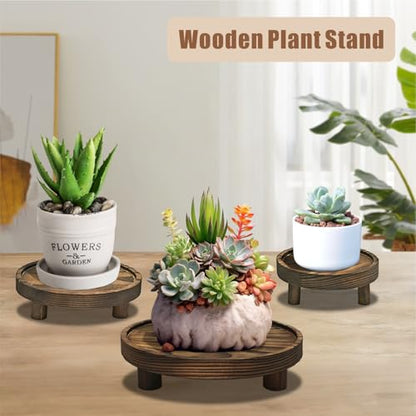 6 PCS 5/6/8 Inch Wooden Risers for Display Wood Pedestal Stand Round Mini Tray Stand Rustic Riser Tray Tiered Tray Decor for Party, Wedding, Birthday, Baby Shower,Home Décor