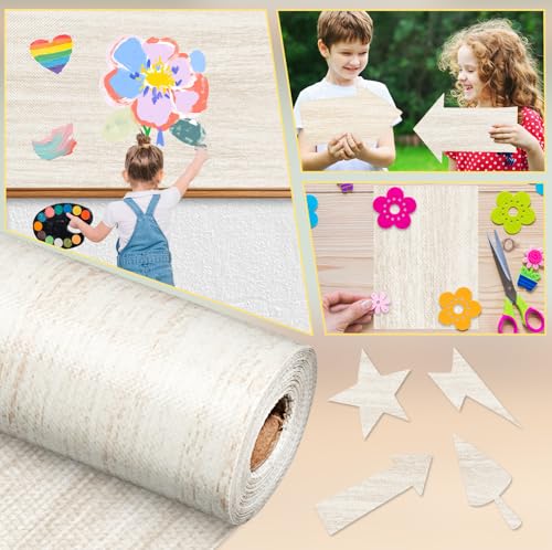 Inkspire Shiplap Bulletin Board Paper Roll,14.8FTx47IN Large Reusable Waterproof Erasable Classroom Wall Background Backdrop Paper,Fade-Resistant Fabric Wrapping School Decors Teacher Supplies - color: Shiplap