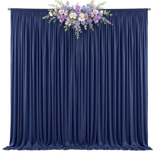 10ft x 8ft Photo Backdrop Curtains Navy Blue Wrinkle-Free Polyester Fabric Backdrop Drapes for Wedding Baby Shower Birthday Party Photography Background Decoration - color: Navy Blue, size: 5'(W) x 8'(H), 2 Panels