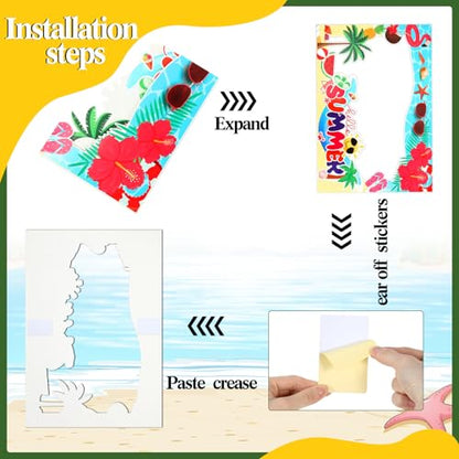 Relaxweex 13 Pcs Luau Photo Booth Props Hawaiian Party Decorations, 12 Pairs Beach Themed Funny Summer Glasses, 1 PC Summer Photo Frame, Tropical Party Supplies Favors (Beach Frame) - style: Beach Frame