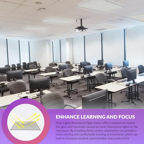 Octo Lights Magnetic Light Covers for Ceiling Lights Classroom Fluorescent Light Covers Solid Medium Gray 2x4 Ceiling Light Cover for Classroom Lights, Office, and Medical Spaces (Pack of 1) - color: Medium Grey