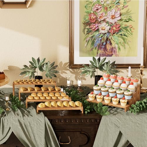 Large Wooden Tiered Riser Display Stands, 14Inch x 16 Pack Perfume Organizer Cologne Stand for Men Women,Tiered Shelf Organizer,Wooden Cupcake Stand Dessert Table Display Set,Display Stands Shelf for Vendor Events