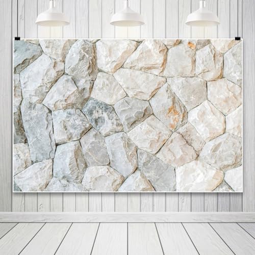Leowefowa 15x10ft Vintage Stone Wall Photography Backdrop Retro Stone House Birthday Background for Adult Natural Textured Stone Holiday Outdoor Wedding Party Banner Decor Photo Supplies Prop - size: 15x10ft