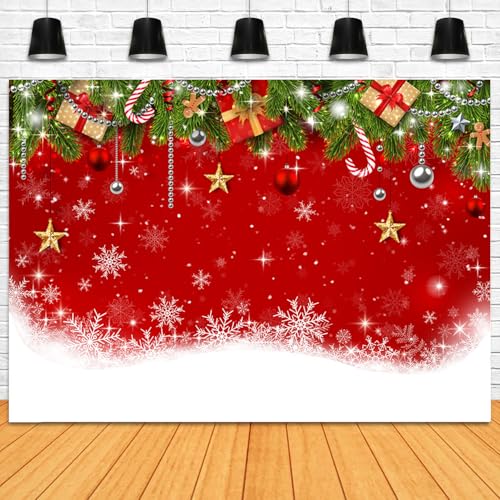 Mocsicka Christmas Backdrop Xmas Party Decorations for Family Holiday Photo Booth Props Snowflake Christmas Background Holiday Party Photo Prop Supplies (10x8ft) - size: 10x8ft