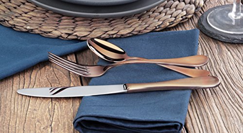 Artaste 56891 Rain 18/10 Stainless Steel Flatware 36-Piece Set, Copper Finish, Service for 12 - color: Copper